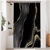 Uiiooazy Tenda Doccia Antimuffa, Tenda da Doccia 120x200cm Nero e Oro Effetto Marmo Astratta Moderno Tende da Bagno Tessuto Lavabile Impermeabile Poliestere Tende per Vasca da Bagno con 8 Anelli