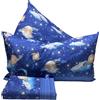 L'Emporio Casa Set Completo Lenzuola Luna Stelle Planetario BLU Matrimoniale - Lenzuolo Morbidissimo 100% Puro Cotone Italiano