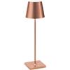 Zafferano, Poldina Pro con Foglia Color Rame, Lampada da Tavolo Ricaricabile e Senza Fili con Controllo Touch, Utilizzabile come Lampada da Interni, Dimmer, 2200-3000 K, Altezza 38 cm