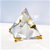Together-life 80mm Cristal Clair Prisme Pyramide, Ornement de Bureau Pyramide En Verre Feng Shui Artisanat Cristal de Méditation Avec Support En Or Pour Décoration de Bureau à Domicile, Figurine de Collection