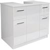MaMa Store Base Copricolonna Sottolavabo con 2 Ante e 2 Cassetti, Bianco Lucido Laccato, L. 70cm x P. 46cm x H.62cm