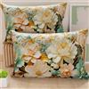 PETTI Artigiani Italiani - Coppia di Federe Cuscino 40x80 cm in Microfibra, Cuscini Arredo Camera da Letto, Divano, Salotto, Set 2 Fodere Copricuscino, Federa Floreale 05 9, 100% Made in Italy