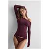 Intimissimi Maglia Manica Lunga Ultralight Con Cashmere E Scollo A Barchetta Bordeaux