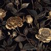 ReWallpaper Carta Adesiva per Mobili Vintage Fiori Carta Da Parati Adesiva Muro Nera e Oro 44.5cm×3m Pellicola Autoadesiva Fantasia Foglie per Mobili Armadio Cassetti Rotolo Vinile Adesivo Nero Oro