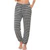 Lovasy Pantaloni del Pigiama Donna in Cotone Invernale Caldo Pantaloni Lungo da Notte a Righe con Tasche per Casa Casual D Grigio scuro XXL