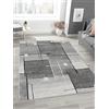 Mias Teppiche Mia's Teppiche Mosaix - Tappeto moderno a pelo corto, per soggiorno e camera da letto, con contorni, motivo geometrico, a quadretti, colore: grigio, 80 x 140 cm