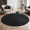 Mias Teppiche Mia's Teppiche Comfort Tappeto moderno a pelo corto, lato inferiore antiscivolo, lavabile fino a 30 gradi, morbidissimo, effetto pelliccia, Nero, 160 cm Rotondo