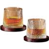 BAIFULAI 2 bicchieri da whisky, 200 ml, bicchieri da whisky con sottobicchieri in bambù, per degustazione di cocktail Scotch Bourbon