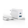 Anker Caricatore iPhone 20W USB C, rapido da parete compatibile con iPhone 16/16 Plus/16 Pro/iPhone 16 Pro Max/15/iPad e altro (con cavo USB C da 150 cm)