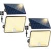 Peasur 2 Pezzi Luce Solare LED Esterno, 348LED Faretti Solari con Sensore di Movimento, IP65 Faro con Pannello Solare 3 Modalità per Giardino Garage