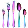 HOMQUEN Set di Posate e Posate Colorate, 30 Pezzi Set di forchette per coltelli in Acciaio Inox per 6 Persone (Arcobaleno, 6 Set)