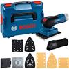 Bosch Professional 12V System Levigatrice orbitale a batt. GSS 12V-13 (comp. con sist. asp. della polvere Click & Clean Bosch, incl. 3 platorelli, 3 fogli abrasivi, sacco raccoglip., punz., in L-BOXX)