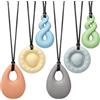 CLDY Collana sensoriale da masticare per autismo e ADHD - Confezione da 6 giocattoli da masticare in silicone per uso alimentare per bambini, senza BPA, massaggiagengive orale per ragazzi e ragazze