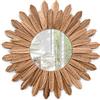 Emfogoo Boho Specchio da Parete, Decorazioni Casa Specchio da Parete Legno, 18 inch Specchio Ingresso da Appendere Rotondo Decorazioni per Camera da Letto e Soggiorno, Idee Regalo (Marrone vintage)