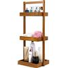 Utoplike Mensola portaoggetti da doccia in teak, organizer per doccia in piedi per angolo del bagno, scaffale autoportante in legno per doccia interna, bagno, ufficio, stand up a 3 livelli per cucina