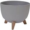 Siena Garden Oslo Stripe - Fioriera effetto strisce, 40 x 25 cm, in plastica/fibra di legno sui piedi, con inserto
