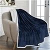 PAVILIA Coperta in pile Sherpa, morbida, calda, pelosa, per divano e divano, in tinta unita, reversibile, in microfibra, 50 x 60 cm, colore: blu scuro