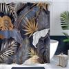 Cinbloo Tenda da doccia blu navy 60 x 72 H tenda da doccia tropicale astratta foglie di palma oro bianco hawaiano monstera tenda da bagno moderna botanica marrone pianta bagno decorazione tessuto 12