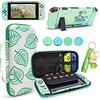 DLseego Custodia da Trasporto per Switch Accessori Bundle per Console Switch con Dockable Hard Cover Animal Crossing Shell e Pollice Grip Caps-Verde