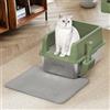 BAKAJI Lettiera per Gatti XL Aperta con Base in Acciaio con Borso Anti Sabbiolina, Paletta per Raccolta, Tappetino Anti Sporco, Base Antiscivolo, Capacità 25 Litri, Colore Verde, 50 x 35 x 30 cm