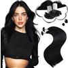 Moresoo Extension Capelli Veri Cheratina Nero Remy Extension Cheratina Capelli Veri Nero Jet Uso Quotidiano #1 35 cm 40g 50 Ciocche