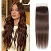 Arenshxc 4 x 4 Closure Human Hair brasiliano Chocolate Brown Color Trasparente Lace 180% Density Baby Hair Natural Look Hairline Free Part & Silky Straight 14 pollici