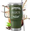 Maverton Bicchiere termico con manico 600ml - Borraccia termica con cannuccia - Tazza termica verde - Tazza personalizzata acciaio inox - Per viaggio accessori utili - Idee regalo donna compleanno