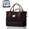WEPLAN Borsa da Viaggio Donna Borsa da Viaggio Aereo 40x20x25 Ryanair Bagaglio a Mano Borsa Sportiva Unisex Weekender con Scomparto per le Scarpe Borsone Palestra Ospedale Impermeabile,Nero Marrone