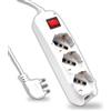V-TAC Ciabatta Multipresa Elettrica con Interruttore e Cavo da 1,5 Metri - 3 Prese 10/16A Bipasso + Shuko - Spina 16A - Presa Elettrica per Casa, Ufficio, Negozio - Colore Bianco