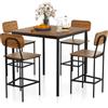 COSTWAY Set 5 Pezzi Tavolo da Pranzo, 1 Tavolo Rettangolare e 4 Sedie con Poggiapiedi, Set di Tavolo da Pranzo Salvaspazio per Casa Ristorante Bar (Noce)