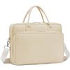 BAGZY Borsa Lavoro Donna Cartella Ventiquattrore Portadocumenti per Laptop in PU Pelle14 Pollici 15,6 Pollici per Laptop Valigette Adatto per Scuola, Lavoro E Viaggi D'affari (Beige)