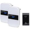 Aigostar - Campanello Senza Fili, Campanello Wireless Impermeabile IP44 da Esterno, Indicatore LED, Portata 150m con 36 Melodie e 3 Livelli di Volume, 1 Trasmettitore + 2 Ricevitori