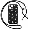 Foonary Cover con Cordino per Apple iPhone 15 6,1, Custodia con Laccio Collana Tracolla Aesthetic Smile Disegni Morbido Antiurto TPU Necklace Regolabile Protettiva Corda Case per iPhone 15, Fiori 1