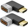 deleyCON 2 Pezzi Connettori di Accoppiamento Adattatore HDMI 8K@60Hz / 4K@120Hz UHD 7680x4320 Alluminio HDMI 2.1 ARC HDR10+ Vision VRR ALLM 48Gbps Angolato a Sinistra Grigio Nero