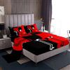Loussiesd Mr Mrs Lenzuolo con angoli Coppia Romantico Set di biancheria da letto per matrimonio Love Birds Uomo Donna Romance Set Lenzuola Nero Rosso San Valentino Regalo Letto Ultra Morbido Matrimoniale Dimen