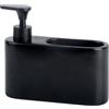 KOOK TIME Dispenser sapone cucina | Porta sapone cucina e porta spugna ceramica | Dispenser detersivo piatti | Organizzatore per lavello da cucina compatto. 18x6x15.8 cm. Colore: Nero