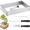Zocipro Stampo Rettangolare Torta, Alta 5 cm, 27 x 18 cm, Estensibile Fino a 52 x 33 cm, Anello per Torte Regolabile Rettangolare Tortiera da Forno in Acciaio Inox per Torte Crostate Pizze