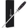 PAUDIN Razor Sharp Acciaio bagnato per coltelli Affila 25 cm, acciaio temprato, smerigliatrice per coltello ad alta qualità con manico in legno ergonomico per anelli precisi e nitidezza a lunga durata