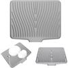 jinminamz Tappetino Scolapiatti, Tappetino in Silicone per Cucina Antiscivolo Scolaposate Gocciolatoio Lavello Resistente Del Lavello Concavo E Convesso Tappeto 40 x 33 x 1.5cm, Grigio