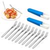 Ancuioyz 10 Forchette Frutta Da Dessert, Raccoglitrice In Acciaio Inox Lucido Con Contenitore, Forchette Piccole Per Dolci, Frutta, Insalate, Aperitivi, Cocktail, Torte