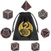 DND DADO Set di Dadi in Metallo DND, 7 pezzi di Dadi Poliedrici, Accessori per Giochi di Ruolo e da Tavolo, Regali D&D con Borsa Regalo, D20, D12, 2 D10 (00-90 e 0-9), D8, D6 e D4, Argento Macchiato di Sangue