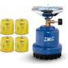 Z.M.C Fornello da campeggio 1100 W + 4 cartucce a gas da 190 g, fornello a gas per campeggio 13 x 20 cm, accenditore a carbone, mini fornello a gas da campeggio, accenditore