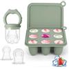 Lovbaby Stampi per ghiaccioli con mangiatoia per frutta, per dare sollievo alla | Alimentatore per alimenti per bambini per l'alimentazione sicura dei bambini, include 3 ciucci extra (salvia)