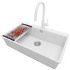 PRIMAGRAN Lavandino da Cucina Bianco 78x50cm, Lavello da Cucina a 1 vasca + Sifone Classico + Rubinetto 40x22cm, Lavabo da Cucina Incasso al mobile 80cm - Oslo