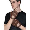 GSG SINCE 1998 Guanti Pelle Uomo Mezze Dita - Guanti da Guida Fingerless, Senza Fodera in Pelle Marrone L