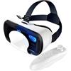 Hasaller Occhiali 3D per realtà virtuale con visore per realtà virtuale, regolabili, con controller per smartphone, film e giochi (bianco)