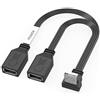 FUUGlan Cavo sdoppiatore USB con doppia porta femmina adattatore di estensione per ricarica e trasferimento dati in piccoli spazi, doppia prolunga USB