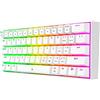 Redragon - K630 Dragonborn Bianca, Tastiera meccanica gaming 60%, compatta, 61 tasti, tastiera gamer TKL per giochi, tasti marroni, illuminazione RGB