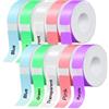 EEBBL Nastro per etichette D30, 12 x 40 mm, D30, compatibile con stampante portatile D30, carta da stampa adattata per ufficio, 1650 etichette/10 rotolo, 8 rotoli colorato, 2 rotoli Trasparente