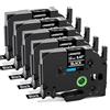 Fimax Tech 5 nastri adesivi per Fimax Tech, 12 mm, TZe-335, TZe335, TZ-335, TZe 335, per PT-H105 H107 H101C H100LB/R 1005 1250 D200 E110 Cube, bianco su nero, 12 mm x 8 mm m, confezione